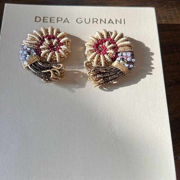 Deepa Gurnani x Anthropologie Samudra Beaded Nautilus Shell Earrings - Picture 7 of 8